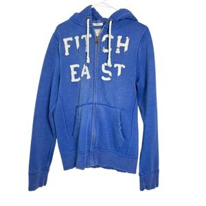 Abercrombie & Fitch Y2K Distressed Muscle Full Zip Hoodie Logo Sweatshirt Medium